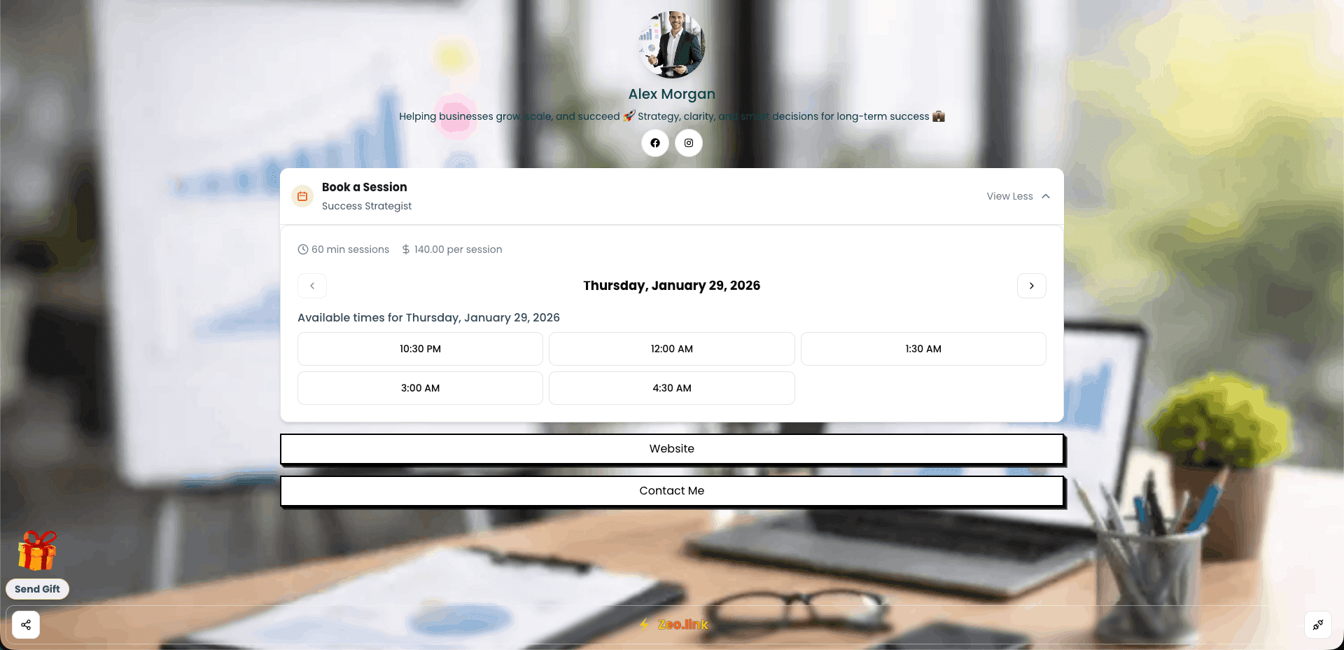 Business Coach demo page web - zeo.link/demo3